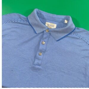 Men's Islander XL Blue Striped Short Sleeve‎ Golf Polo Shirt Casual